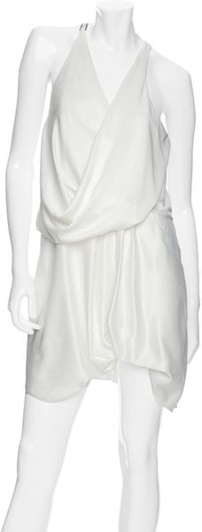 Helmut Lang Preview Exclusive Twisted Silk Dress in White - Lyst