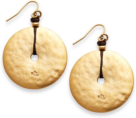 Lauren By Ralph Lauren Cord and Disk Drop Earrings in Gold - Lyst
