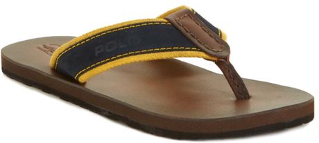 Ralph Lauren Seacroft Flip Flops in Blue for Men (navy/yellow) - Lyst