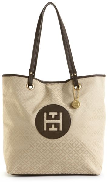 Tommy Hilfiger Signature Jacquard Easy Tote in Beige (camel tonal) - Lyst