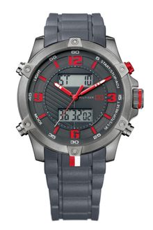 Tommy Hilfiger Mens Analog Digital Gray Silicone Strap - Lyst