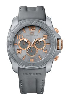 Tommy Hilfiger Mens Gray Silicone Wrapped Leather Strap - Lyst