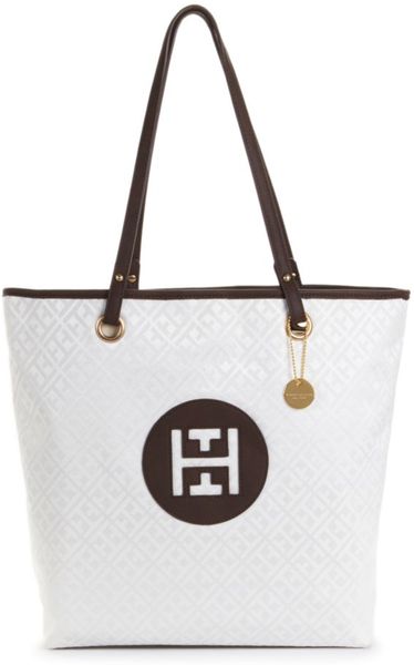 Tommy Hilfiger Signature Jacquard Easy Tote in White (white tonal) - Lyst