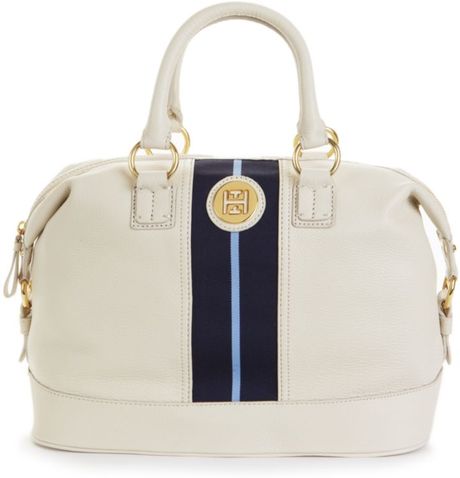 Tommy Hilfiger Pebble Leather Logo Bowler in White (winter white) - Lyst
