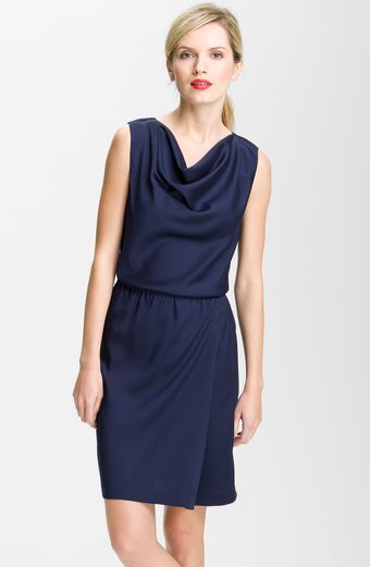 Valette Drape Neck Twill Dress - Lyst
