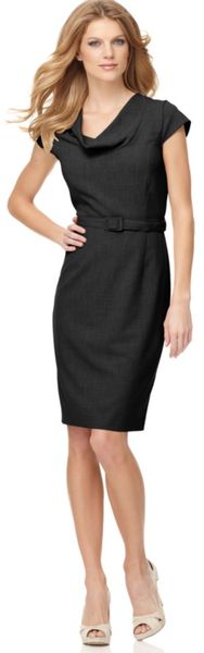  Cowl Neckline Belted Work Dress 