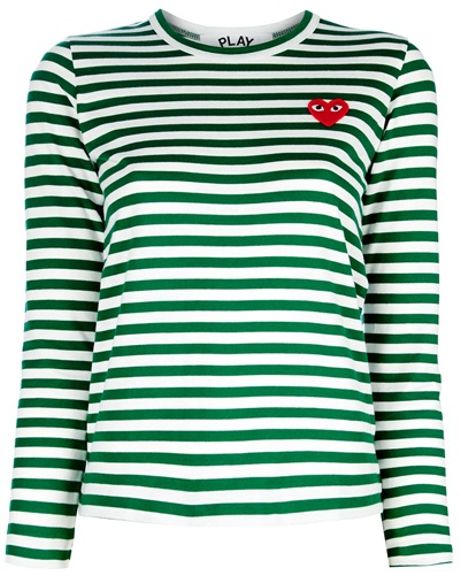 Comme Des Garçons Striped Tshirt in Green - Lyst
