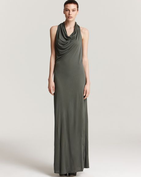 Helmut Lang Dress Long Cowl neck in Green (meadow) - Lyst