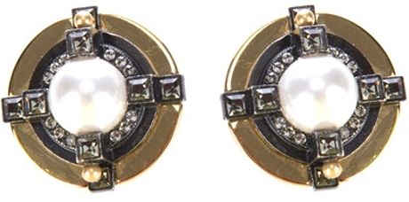 Lanvin Pearly Clipon Earring in Gold (white) - Lyst