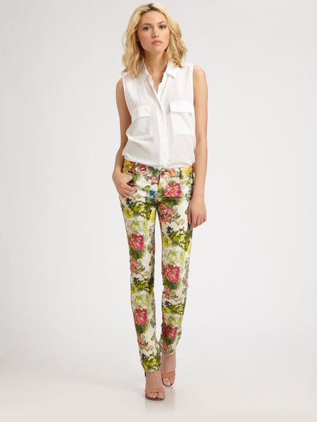 Alice + Olivia 5pocket Printed Skinny Jeans in Multicolor (floral) - Lyst