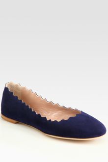 Chloé Scalloped Suede Ballet Flats - Lyst
