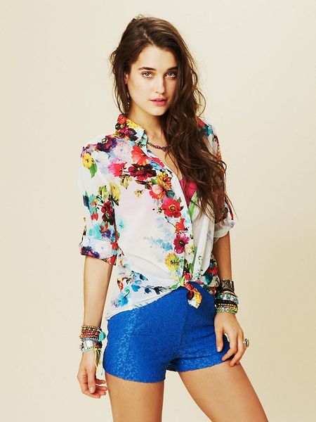 Free People Key Biscayne Blouse in Floral - Lyst