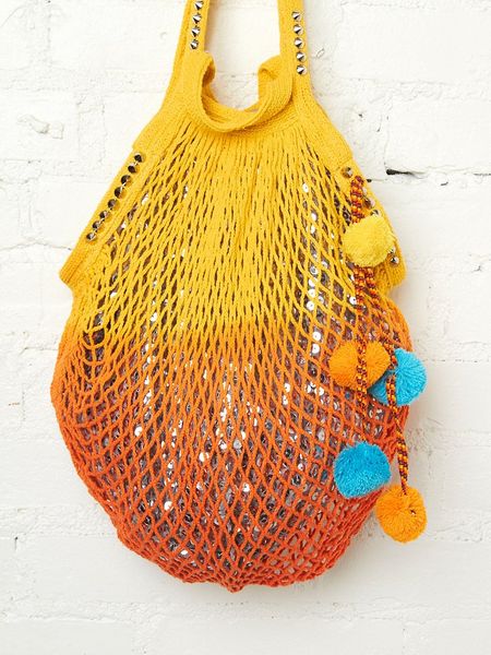 Free People Shimmering Beach Bag in Yellow - Lyst