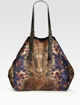  Pat Python Printed Canvas Tote 