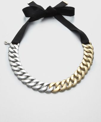 Marc By Marc Jacobs Twotone Chain Link Ribbon Necklace - Lyst