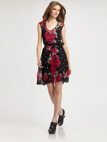 Nanette Lepore Tea Rose Printed Silk Dress - Lyst