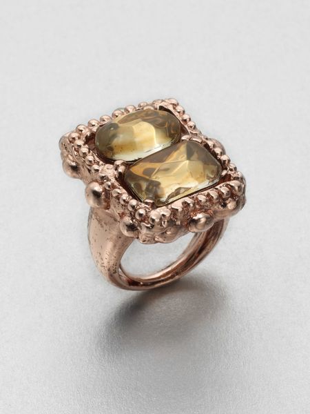 Oscar De La Renta Faceted Stone Ring in Gold (bronze) - Lyst