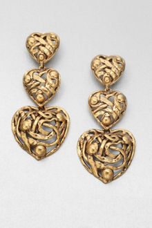 Oscar de la Renta Graduated Heart Drop Clipon Earrings - Lyst