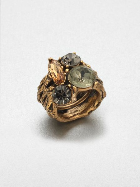 Oscar De La Renta Stone Embellished Ring in Gold (bronze) - Lyst