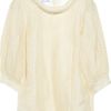 Oscar De La Renta Laceappliquéd Silkorganza Blouse in Beige (champagne) - Lyst