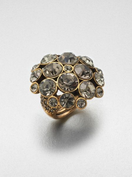 Oscar De La Renta Pavé Stone Accented Dome Ring in Gold (pewter) - Lyst