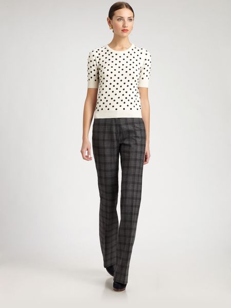 Oscar De La Renta Plaid Wool Pants in Gray (steel) - Lyst