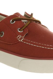 Ralph Lauren Sander Canvas Boat Shoe Redcream Cvs - Lyst
