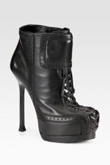 Yves Saint Laurent Leather Laceup Platform Ankle Boots - Lyst