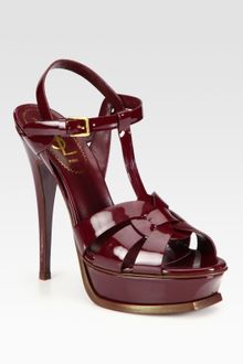 Yves Saint Laurent Ysl Tribute Patent Leather Platform Sandals - Lyst