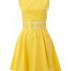 Ax Paris Crochet Detail Skater Dress in Yellow - Lyst