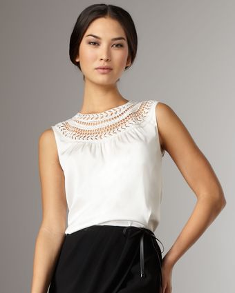 Elie Tahari Sivan Crochet-neck Blouse - Lyst