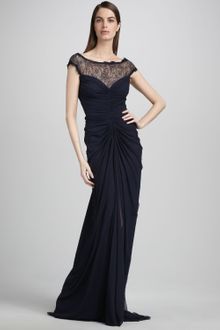 Tadashi Shoji Capsleeve Lace Illusion Gown - Lyst