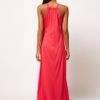 Asos Collection Maxi Dress with Halter Neck in Pink (coral) - Lyst