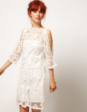 Asos Asos Salon Shift Dress with Cutwork - Lyst