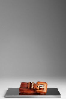 Burberry Leather Buckle Woven Belt - Lyst