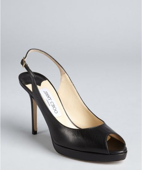 Jimmy Choo Black Leather Nova Peep Toe Slingbacks in Black - Lyst