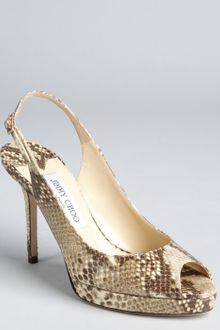 Jimmy Choo Brown Snakeskin Nova Peep Toe Slingbacks - Lyst