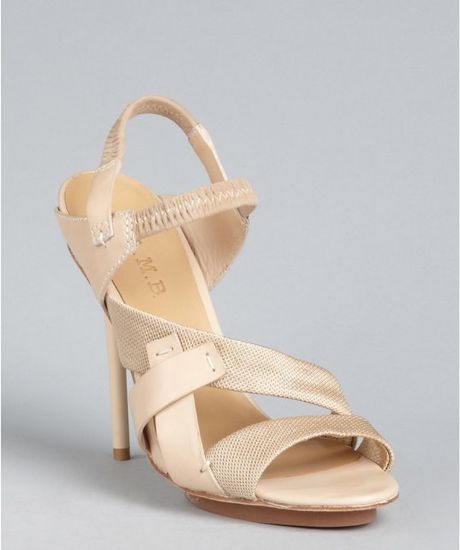 L.a.m.b. Sweet Tan Leather and Fabric Kandis Platform Sandals in Beige (tan) - Lyst