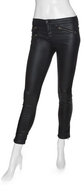  Exclusive Exposed Zipper Ankle Skinny Navy 
