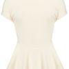 Topshop Ponte Peplum Top in Beige (cream) - Lyst