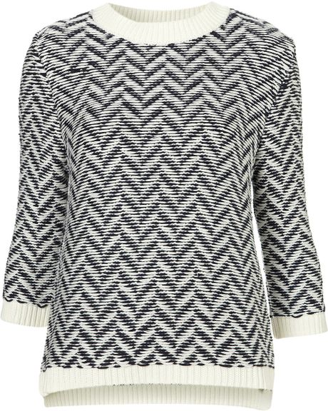 Topshop Zigzag Knit Jumper By Boutique in Blue (navy blue) - Lyst