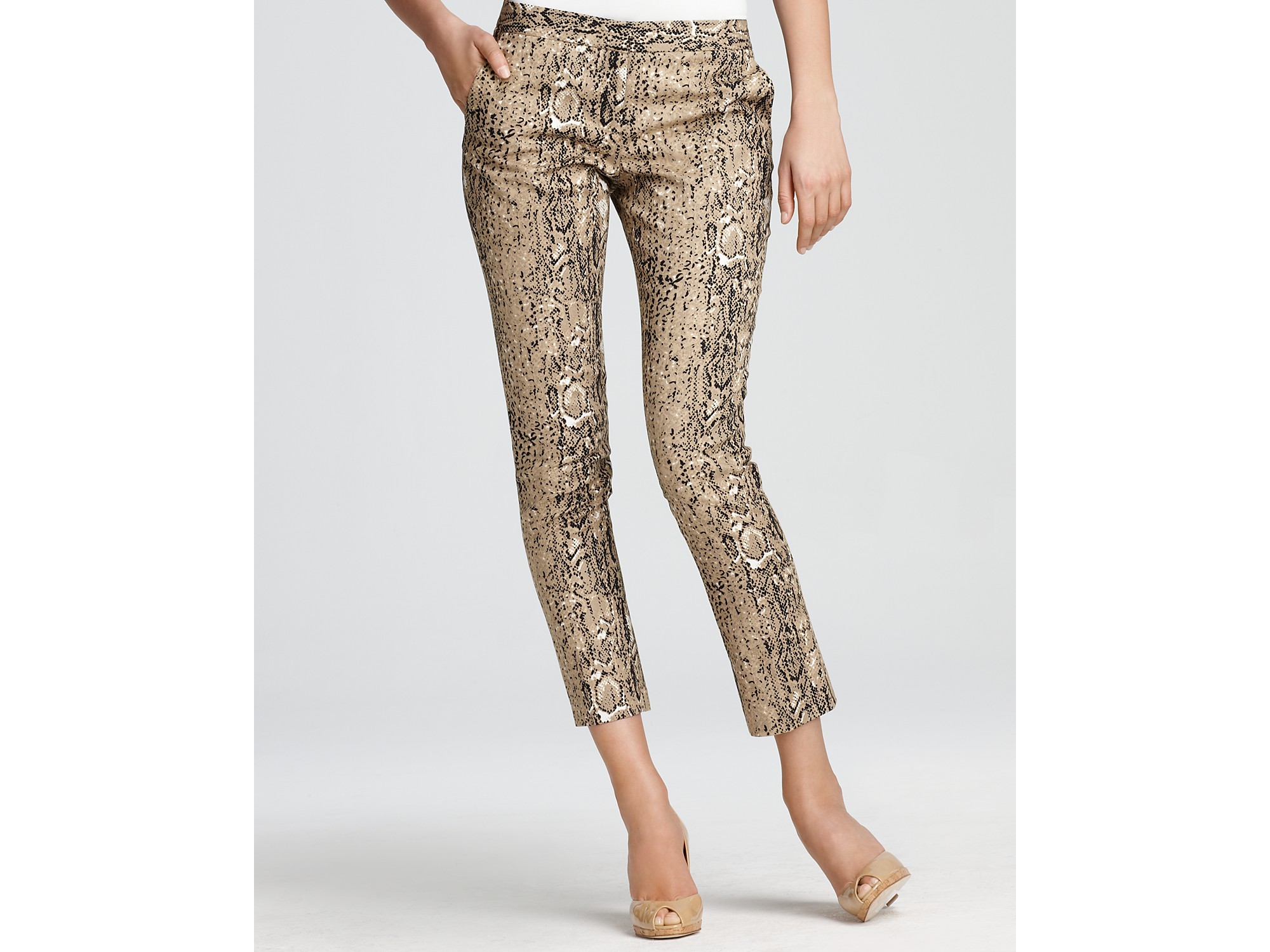 green snake print pants