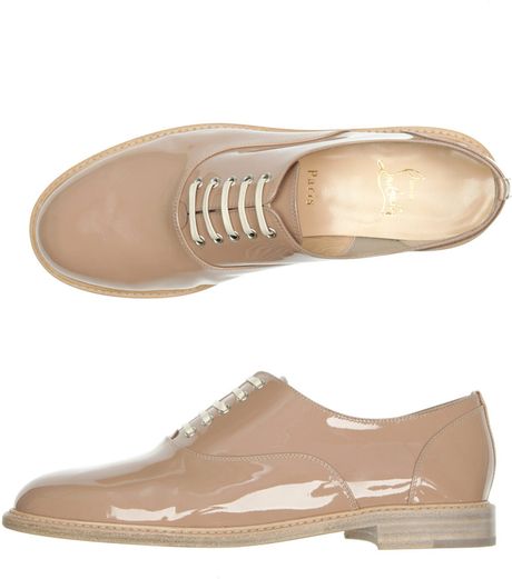 Christian Louboutin Havana Patent Leather Laceups in Beige (nude) - Lyst