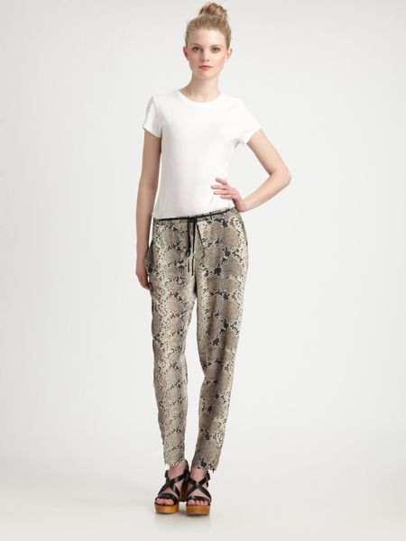 Elizabeth And James Snakeprint Nuri Pants in Beige (natural) - Lyst