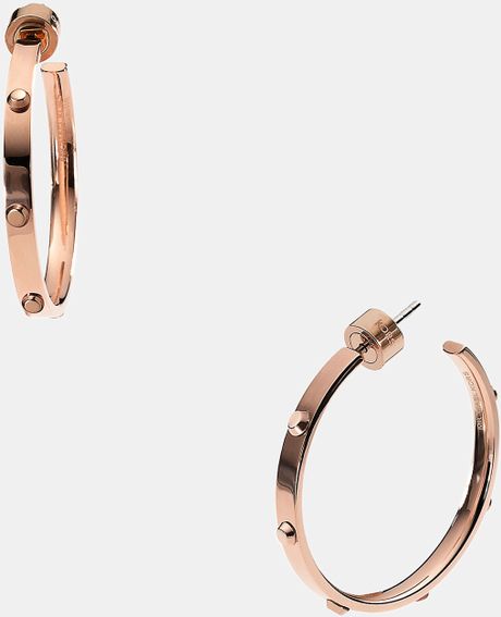 Michael By Michael Kors Michael Kors Heritage Astor Medium Screw Hoop Earrings in Pink (rose gold) - Lyst