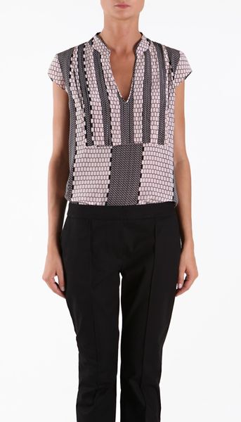Tibi Tile Stripe Pleated Tunic in Purple (black multi) - Lyst
