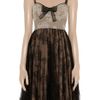 Valentino Pleated Lace Dress in Brown - Lyst