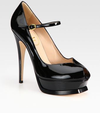  Patent Leather Mary Jane Platform Pumps 