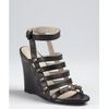 Balenciaga Black Leather Studded Cage Wedge Sandals in Black - Lyst