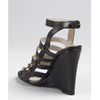 Balenciaga Black Leather Studded Cage Wedge Sandals in Black - Lyst